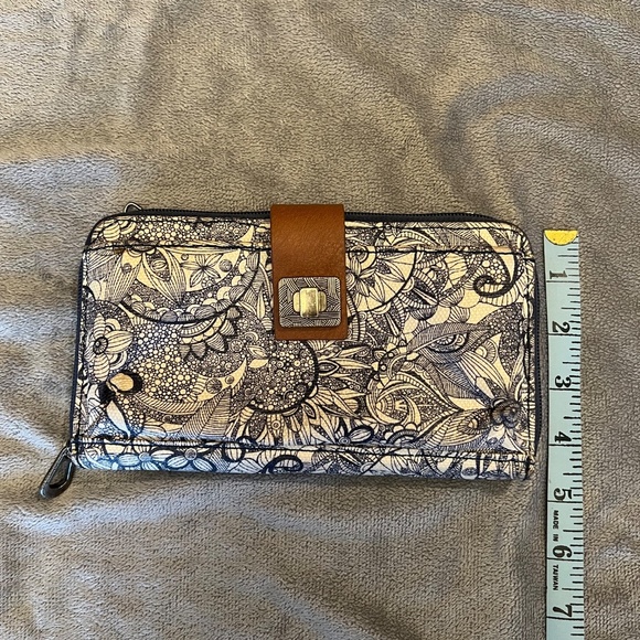 Sakroots Artist Circle Navy/White Clutch Organizer Zip Wallet - Picture 8 of 10